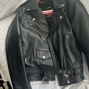 Milwaukee Leather Women's Classic Biker Jacket Half Belt for Easy Adjustment (m)